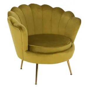 Kondela Křeslo ve stylu Art-deco, hořčicová Velvet látka/gold chrom-zlatý, NOBLIN