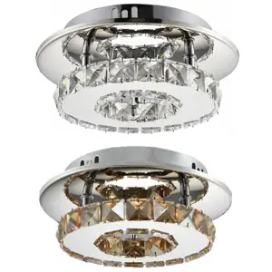 Toolight Křišťálová stropní lampa Plafond Glamour - 3000K - teplá bílá - 8W APP407-C APP408-C