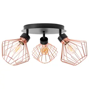 Toolight Trojitá kovová plafónová lampa APP536-3C Pink Gold