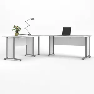 Tvilum Rohový psací stůl Office 80400/72 bílá/silver grey