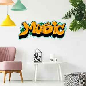 Samolepka na zeď - Music - graffiti styl