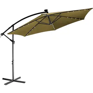 88634 STILISTA Zahradní slunečník s kličkou 3,5 m, khaki + LED