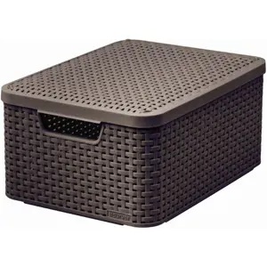 89659 Curver Úložný box s víkem Style M, 18L, tmavě hnědý