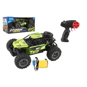 Auto RC buggy terénní zelené 22cm plast 2,4GHz na baterie + dobíjecí pack v krabici 32x16x18cm