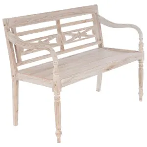 Divero 71854 DIVERO 2-místná zahradní lavice - 119 cm, teak, bílá shabby