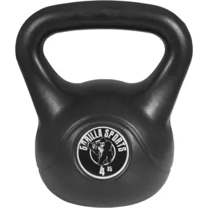 Gorilla Sports Kettlebell činka, plast, černá, 4 kg