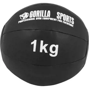 Gorilla Sports Kožený medicinbal, 1 kg, černý