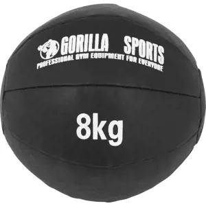 Gorilla Sports Kožený medicinbal, 8 kg, černý