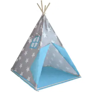 Infantastic 74166 Dětský stan teepee, modro/šedý, bez příslušenství