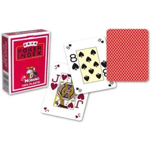 Modiano 93643 Modiano Poker karty, mini, 4 rohy, červené, sada 12 balíčků