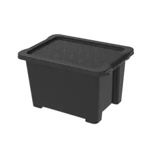 Rotho 92359 ROTHO Úložný box s víkem EVO EASY 15 L, plast, černý