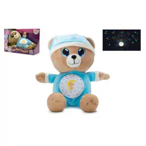 Teddies Medvídek Usínáček modrý 32cm na baterie se světlem a zvukem